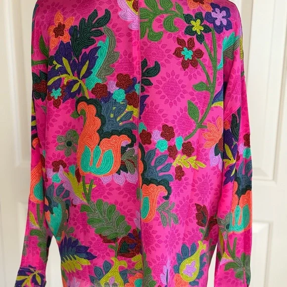 Johnny Was Martijn Shirt Fuschia and green-Size Medium
